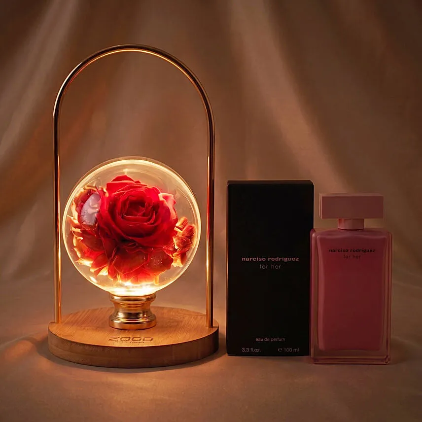 LED Rose Lamp & Narciso Rodriguez Perfume Set