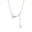 Elegant Enchanted Butterfly Pearl Necklace – Luxurious 925 Sterling Silver with Rose Gold