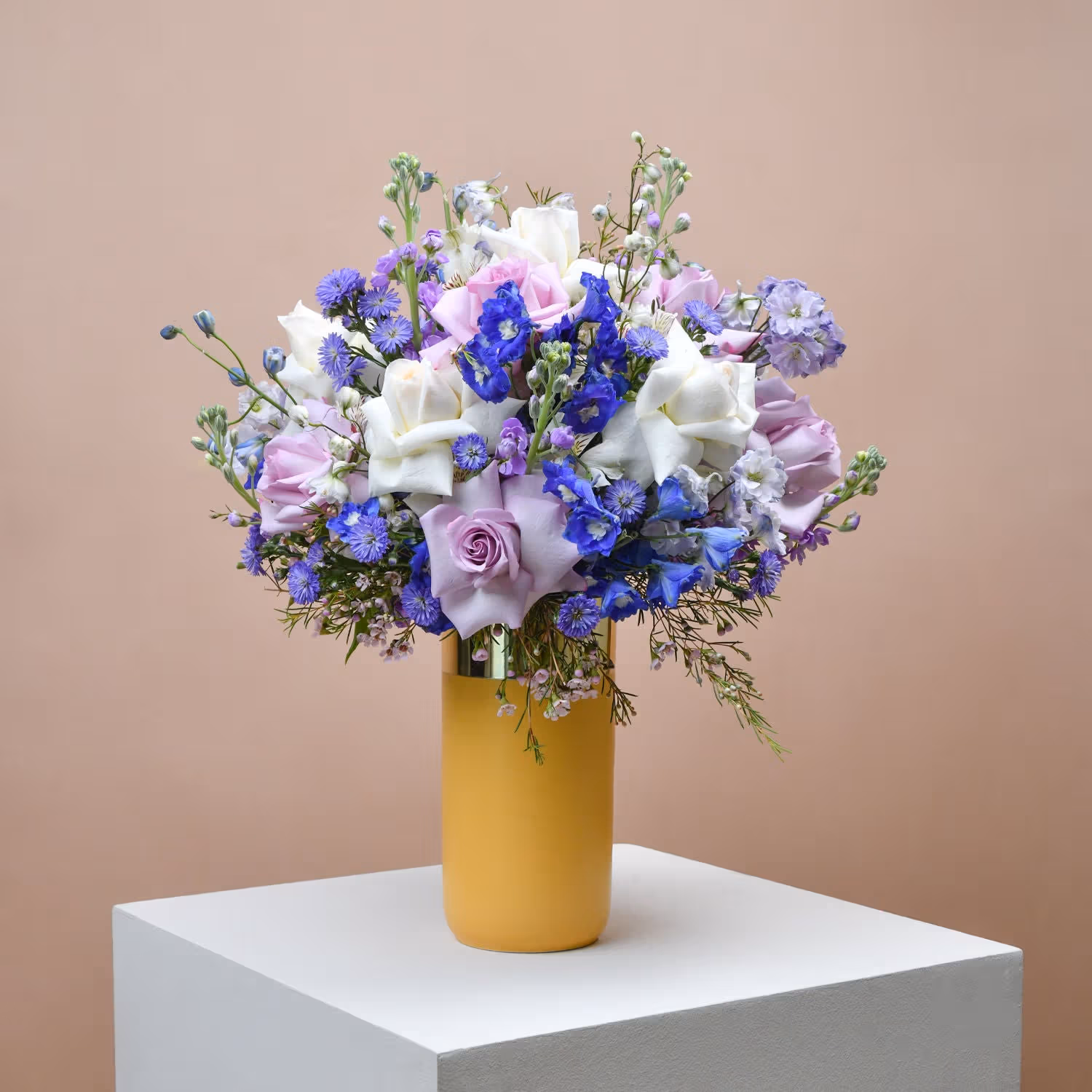 Elegant Mixed Flower Blooms in Ceramic Vase
