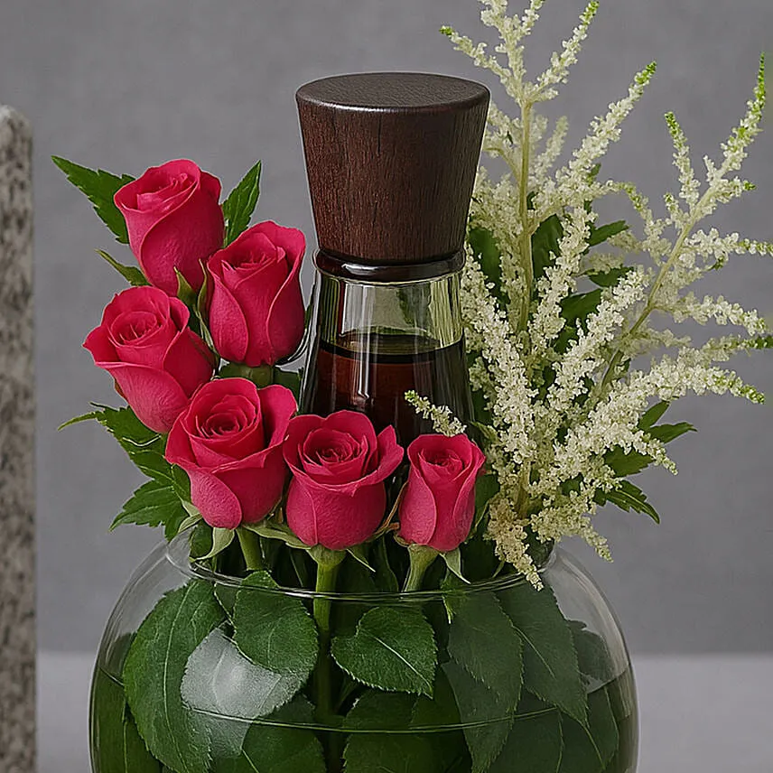 Burberry Touch Perfume and Flowers Arrangement