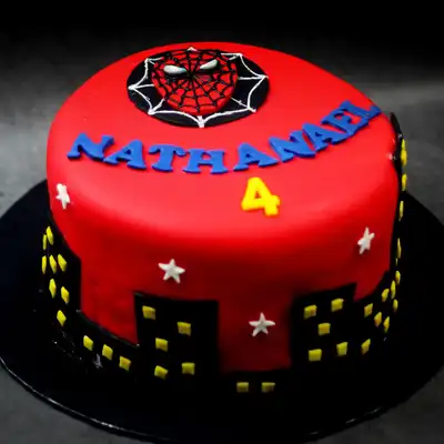 Spiderman Logo Chocolate Fondant Cake