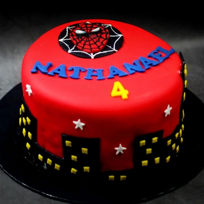 Spiderman Logo Chocolate Fondant Cake