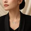 Sterling Silver 'Love' Script Necklace with Pearl Accent