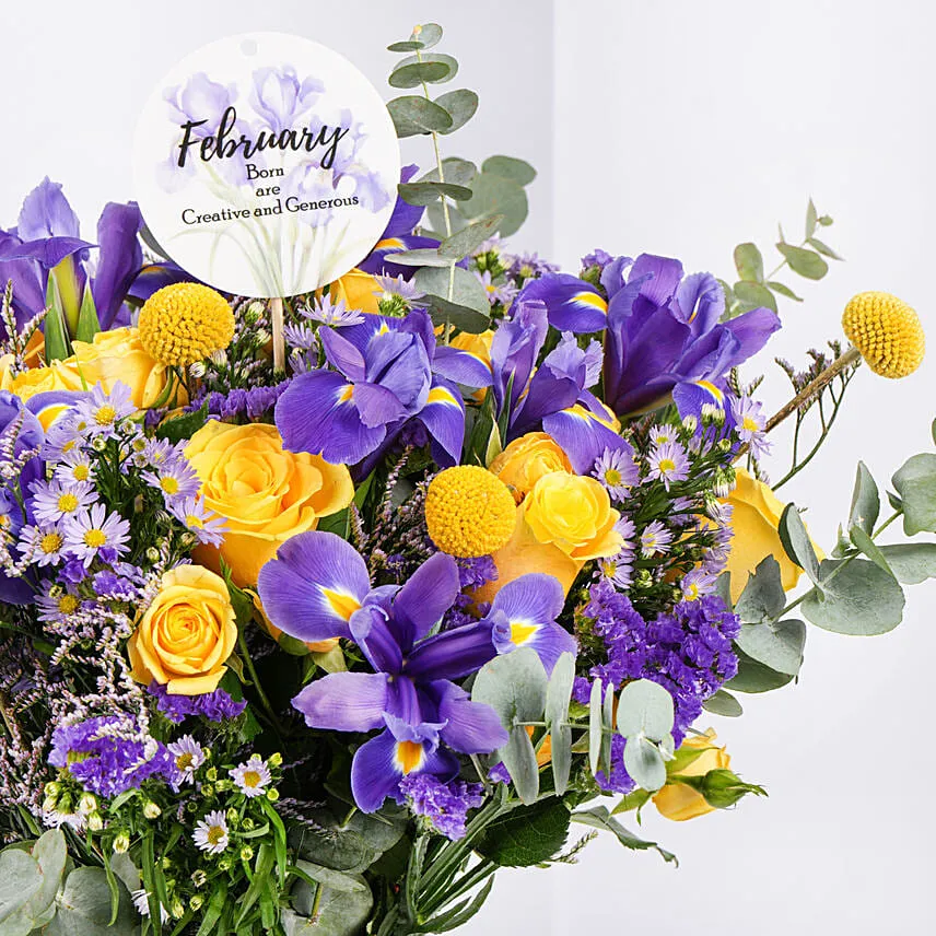 February Birthday Iris Flower Arrangement