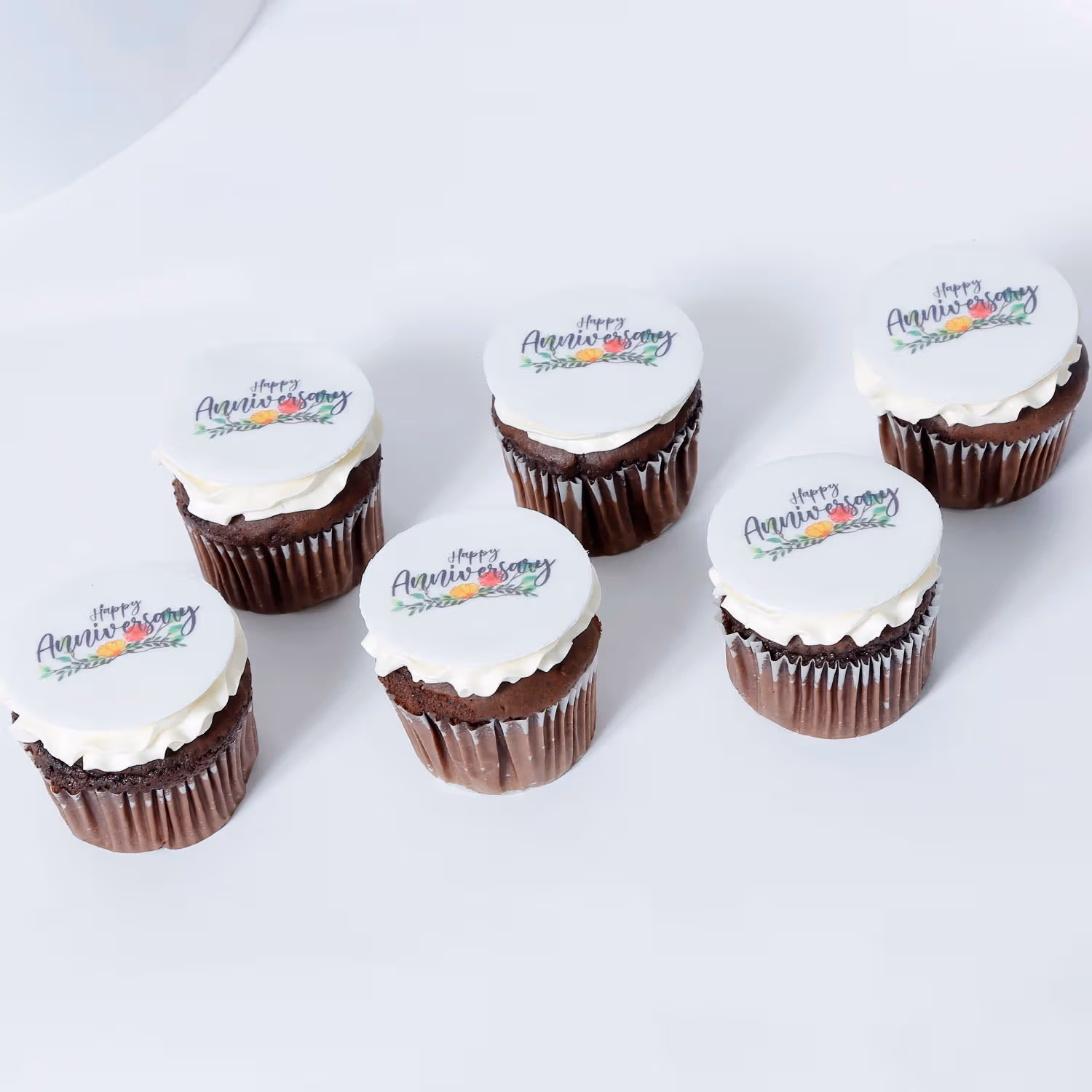 Delicious Chocolate Happy Anniversary Cupcakes - Pack of 6