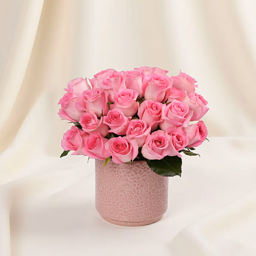 Premium Vase Pink Rose Valentine's Gift for Vday