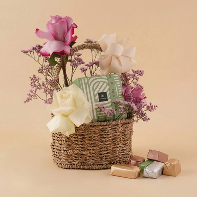 Roses n Patchi Chocolate Wicker Basket 