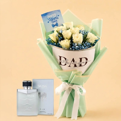 Luxurious Father's Day Bouquet with Skinn Perfume by Titan