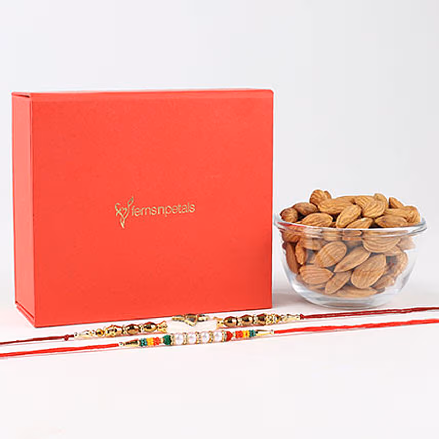 Colorful Rakhi Combo With Almonds