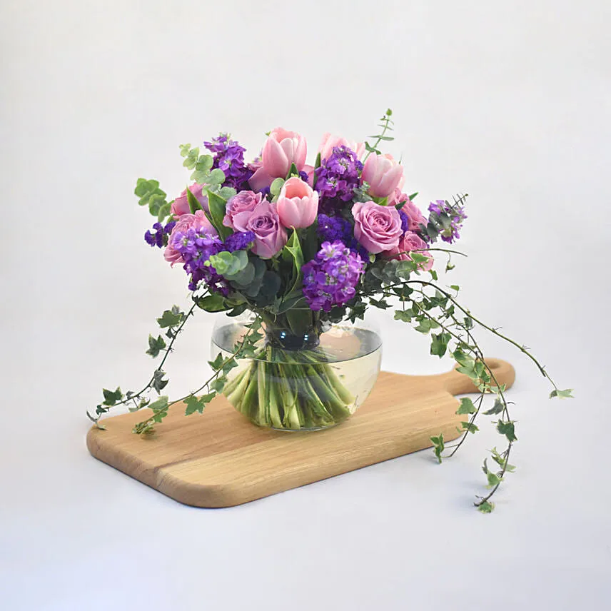 Mesmerising Mixed Flowers Fish Bowl Vase