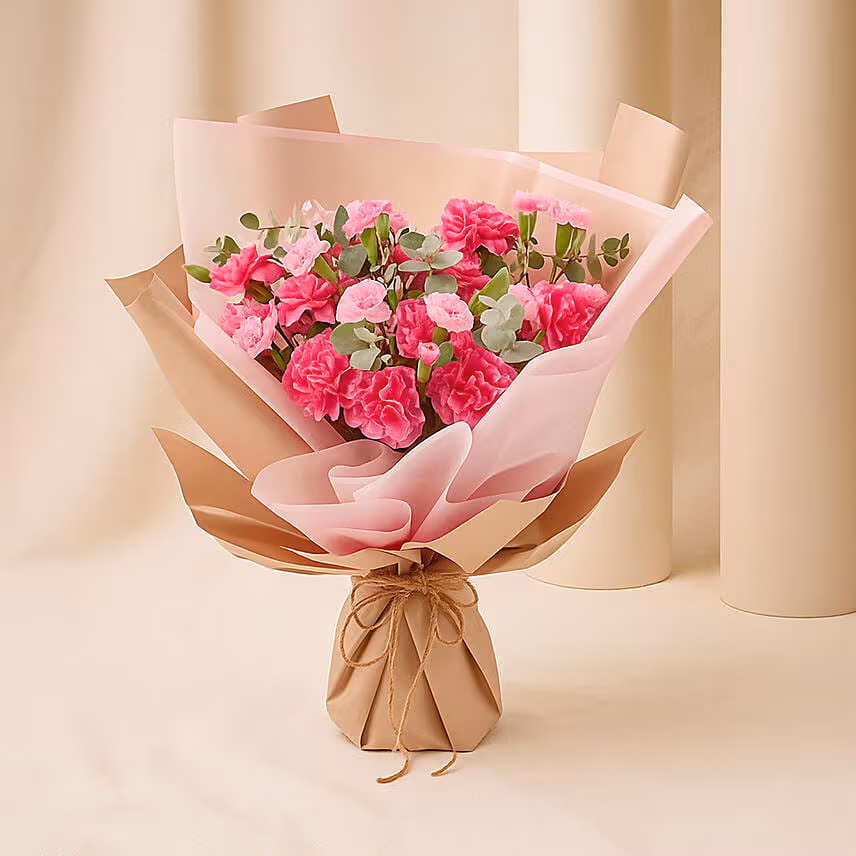 Birthday Wishes Carnations Hand Bouquet