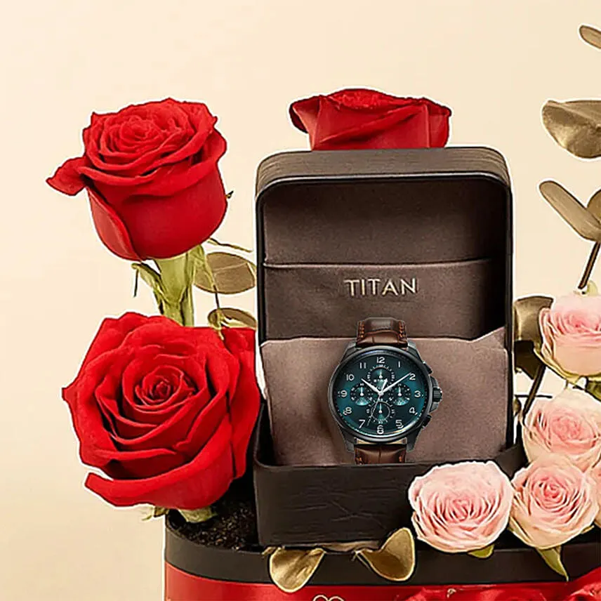 Vday Gift Box Roses and Watch For him