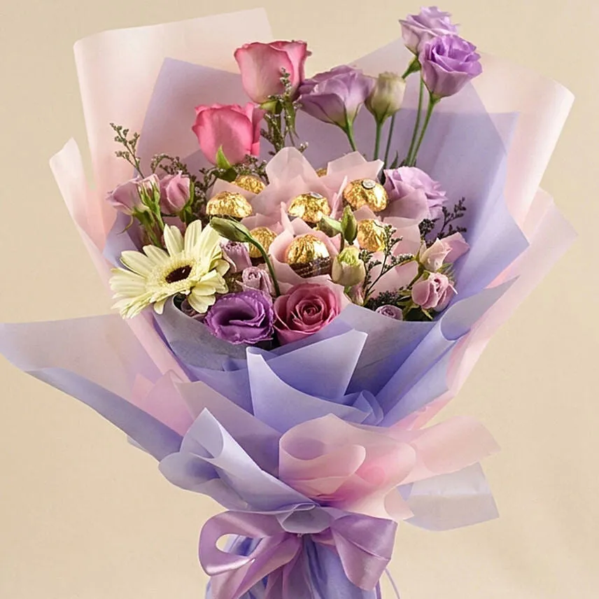 Mixed Flowers & Ferrero Rocher Bouquet