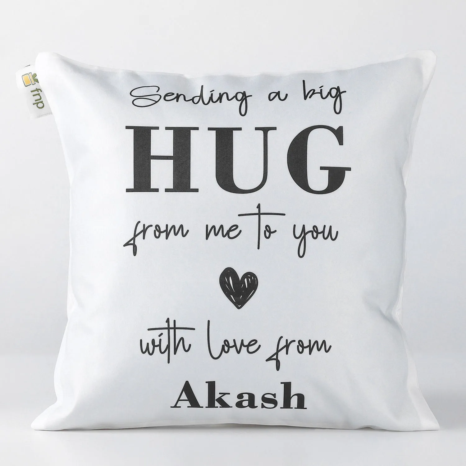 Personalized Big Hug Cushion with Custom Name - Soft Polyester, 15x15 Inches