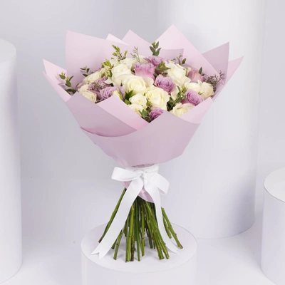 Exquisite Purple & White Rose Bouquet with Elegant Pink Accents