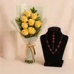 Scarlet Love Necklace Set with Vibrant Rose Bouquet