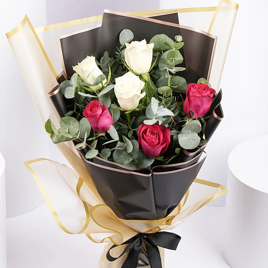 Pink and White Roses Bouquet Standard