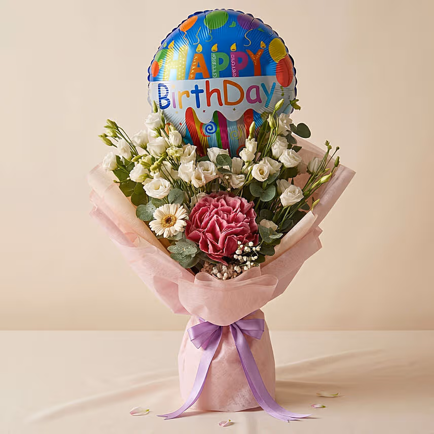 Birthday Wishes Flower & Balloon Bouquet