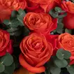 Exquisite 15 Orange Roses Box Arrangement with Eucalyptus and Ruscus