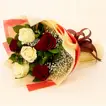 Flower Bouquet n Photo Customized Chocolate Cake