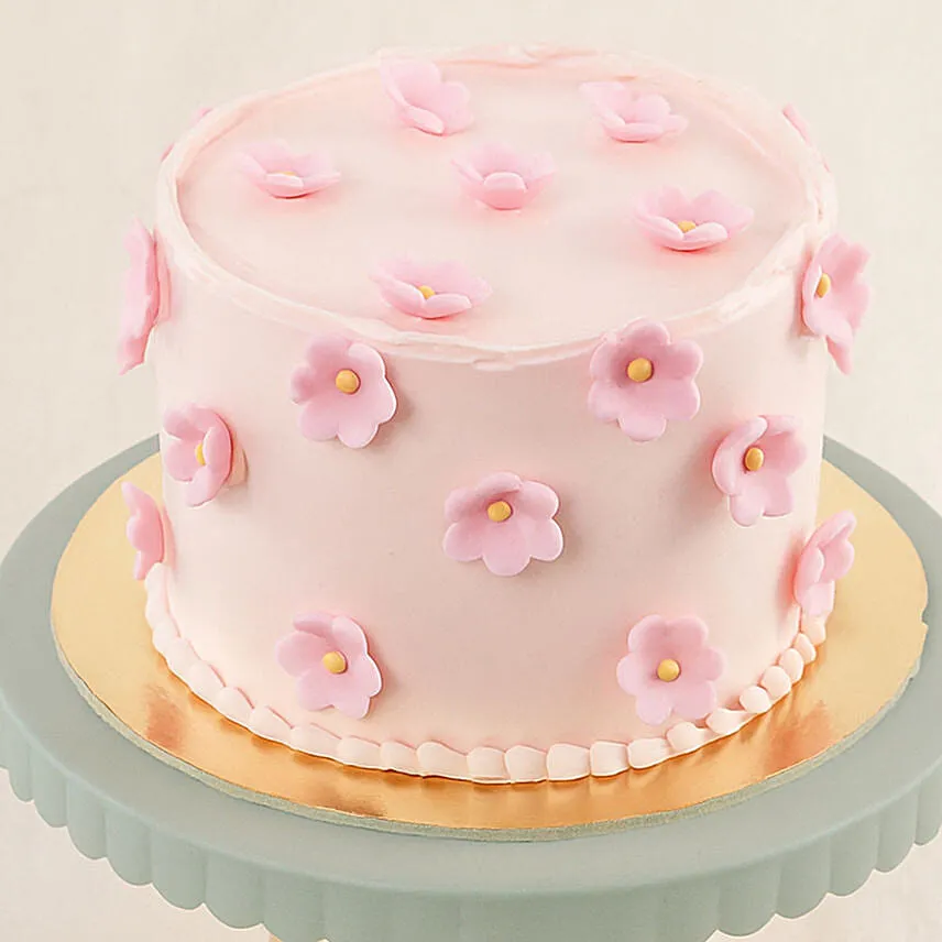 Pink Flowers Celebration Cake Cookies and Cream