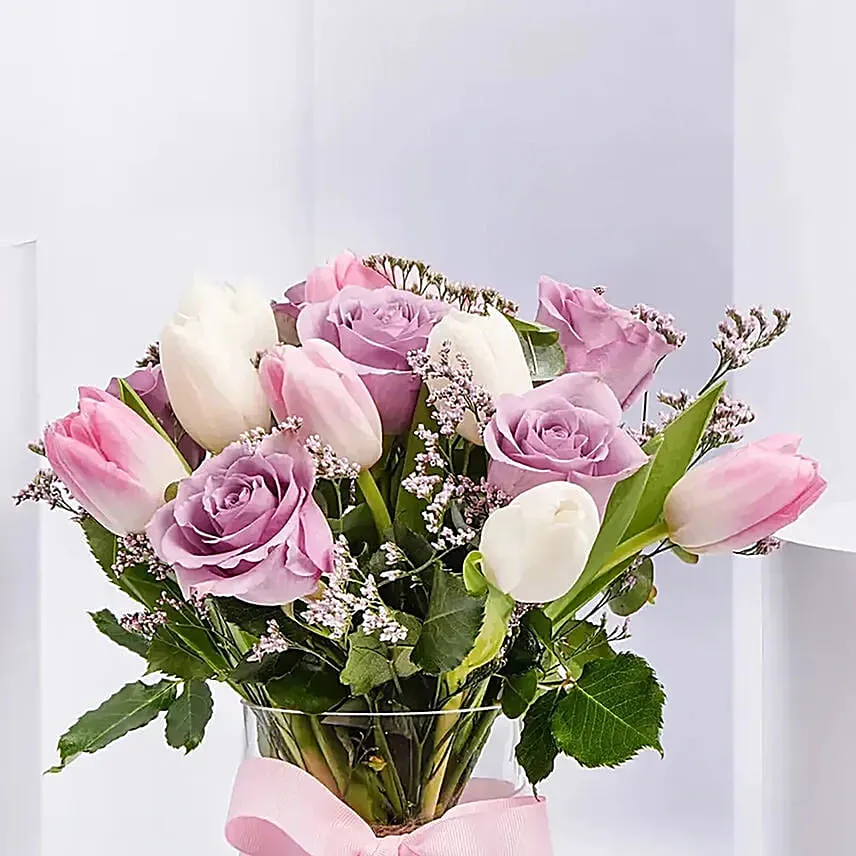 Tender Love Rose And Tulips