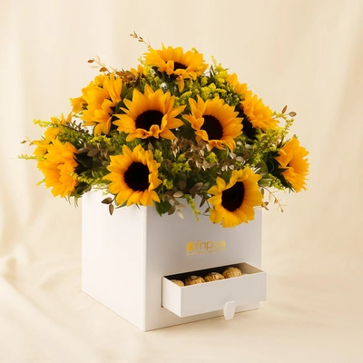 Sunflower Box with Ferrero Rocher Chocolates