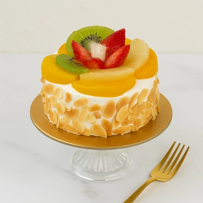 Exquisite Fresh Fruit Mono Cake - A Perfect Delight for Two