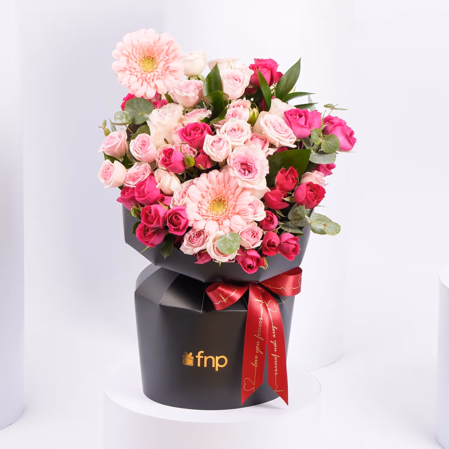 Sunset Splendor: Elegant Pink Rose and Gerbera Bouquet - Pink