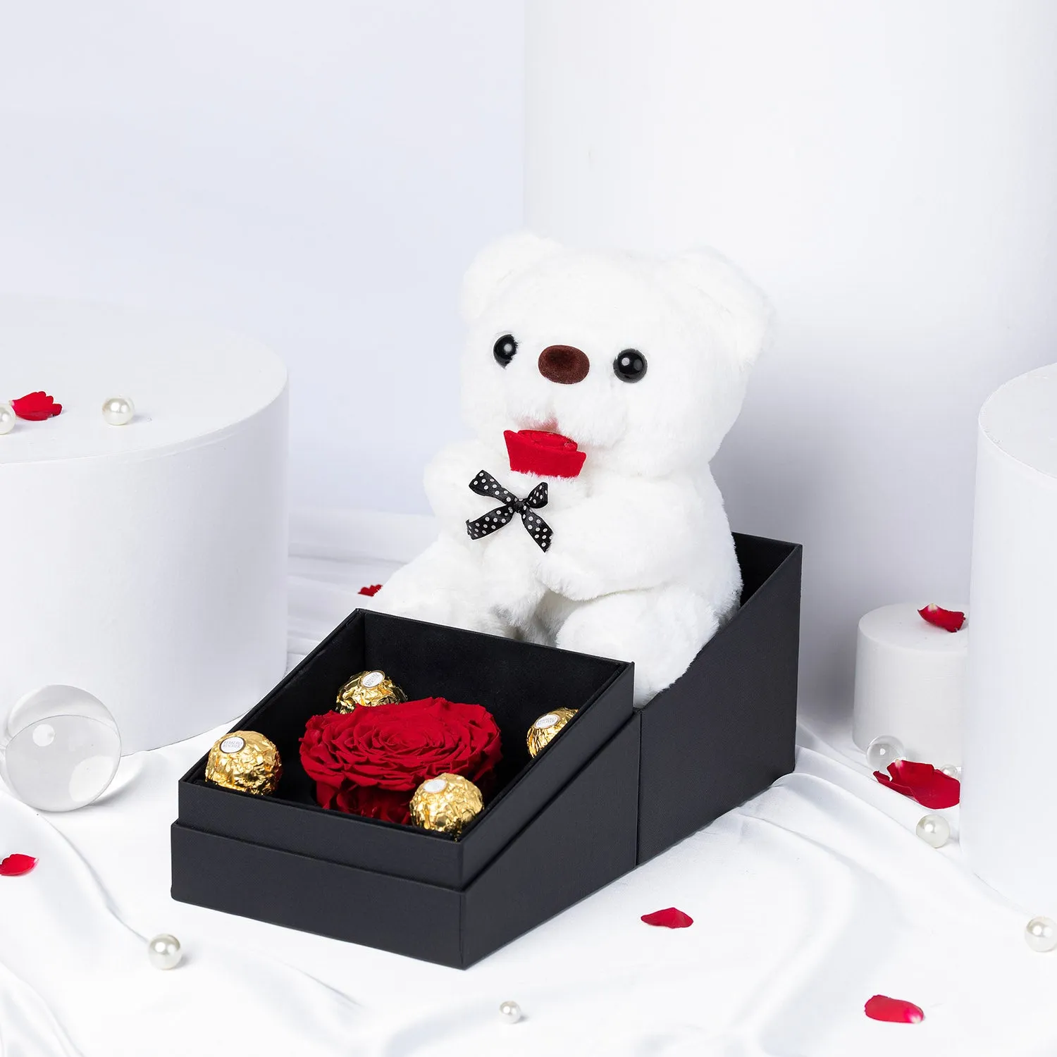 Eternal Love Gift Set | Plush Teddy & Everlasting Red Rose with Chocolates