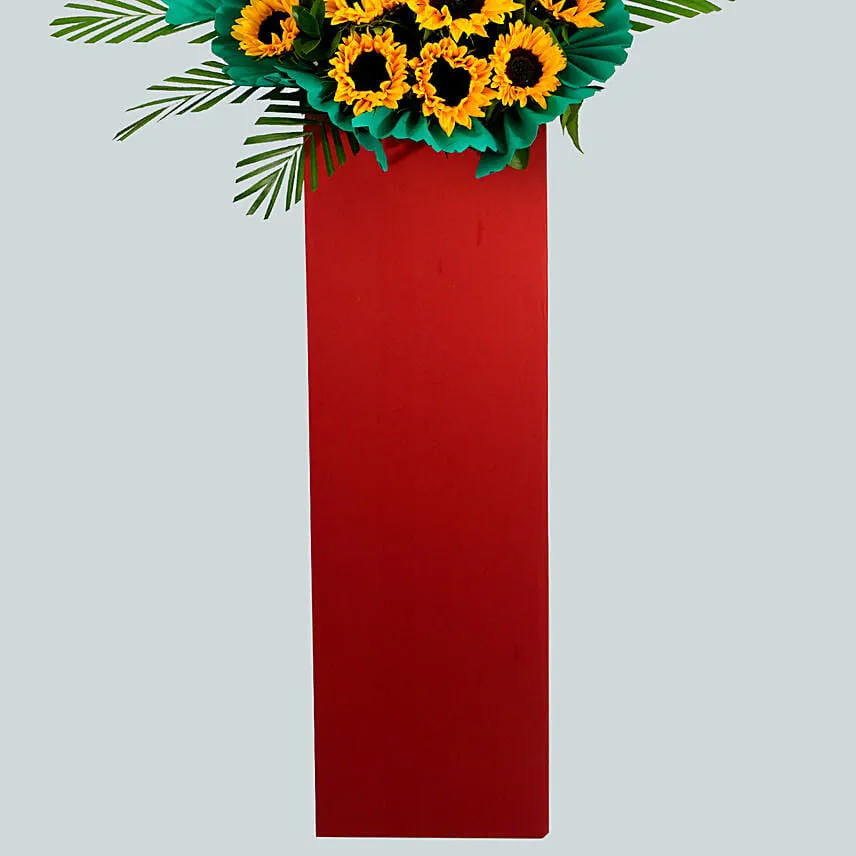Mixed Flowers Green Balloons Cardboard Stand