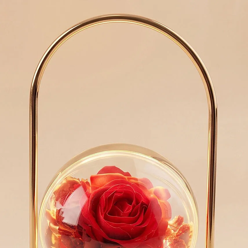 Red Rose Glass Sphere LED Lamp