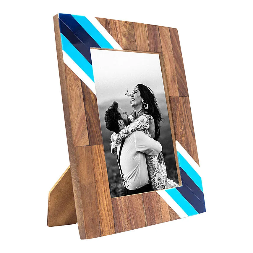 Personalised Blue And White Wooden Photo Frame