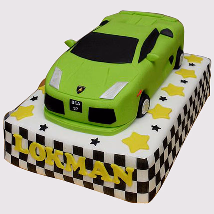 Designer Green Car Butterscotch Cake
