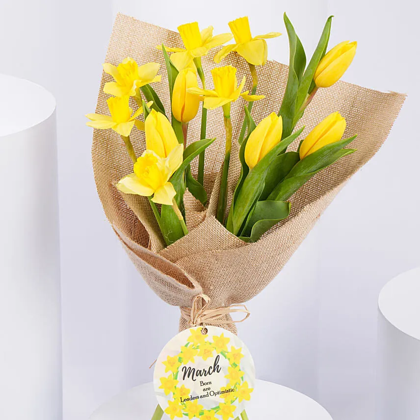 Daffodils withTulips Birthday Flower Bouquet