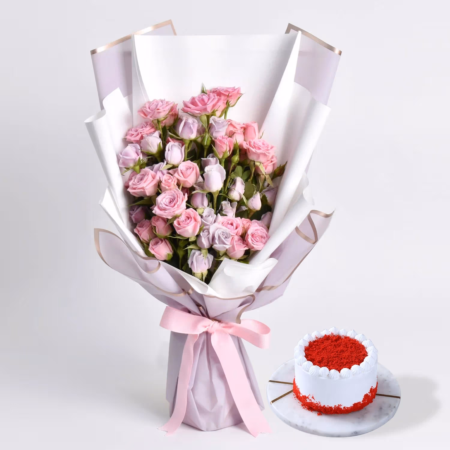 Elegant Purple and Pink Spray Rose Bouquet - Bouquet