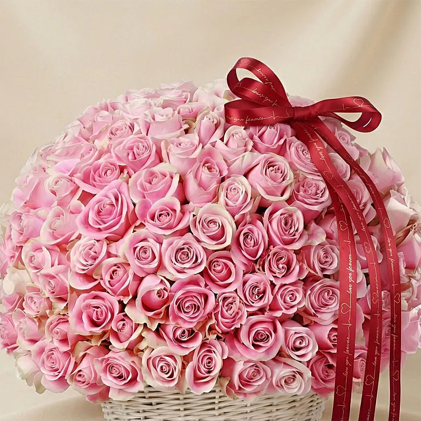 199 Pink Roses Basket for Vday