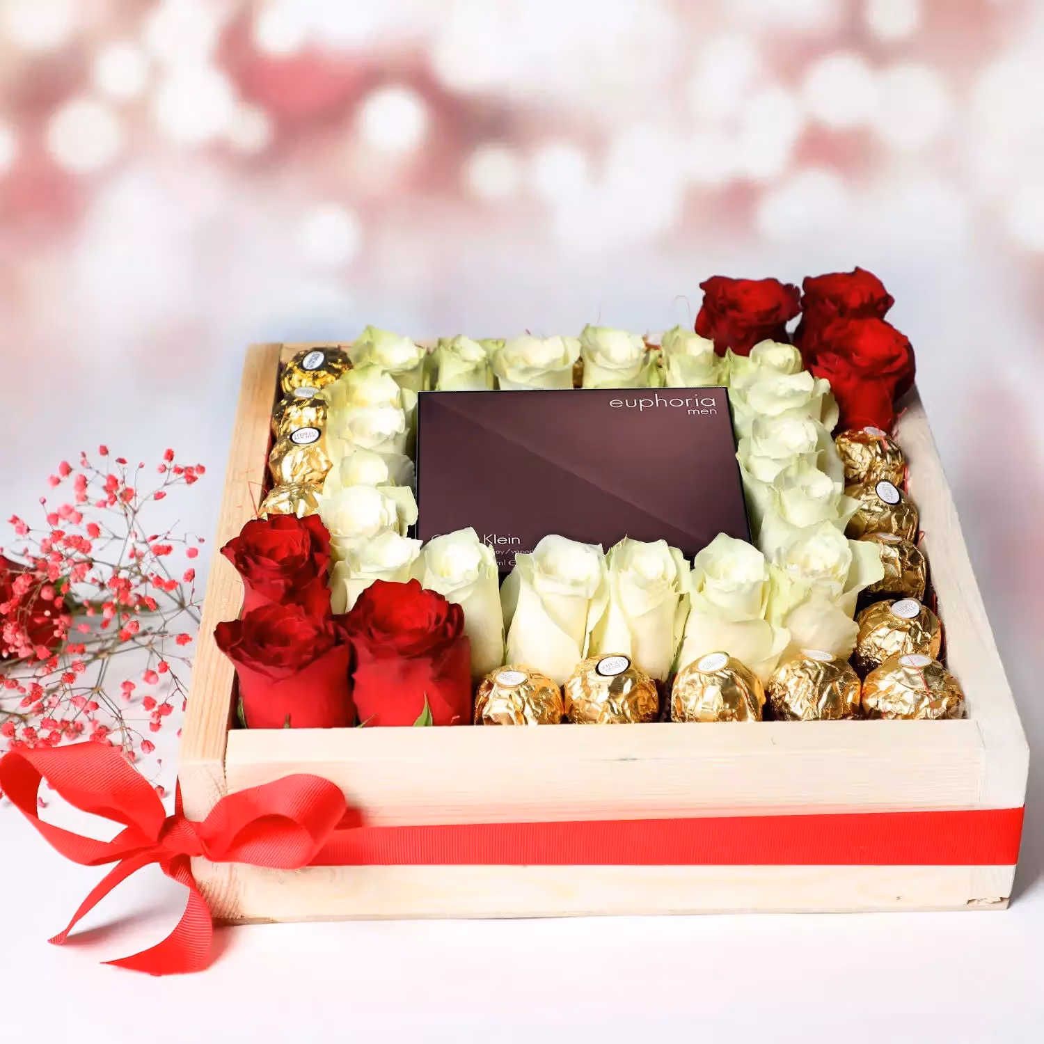 Luxurious Gift Set: Euphoria for Him with Roses and Ferrero Rocher