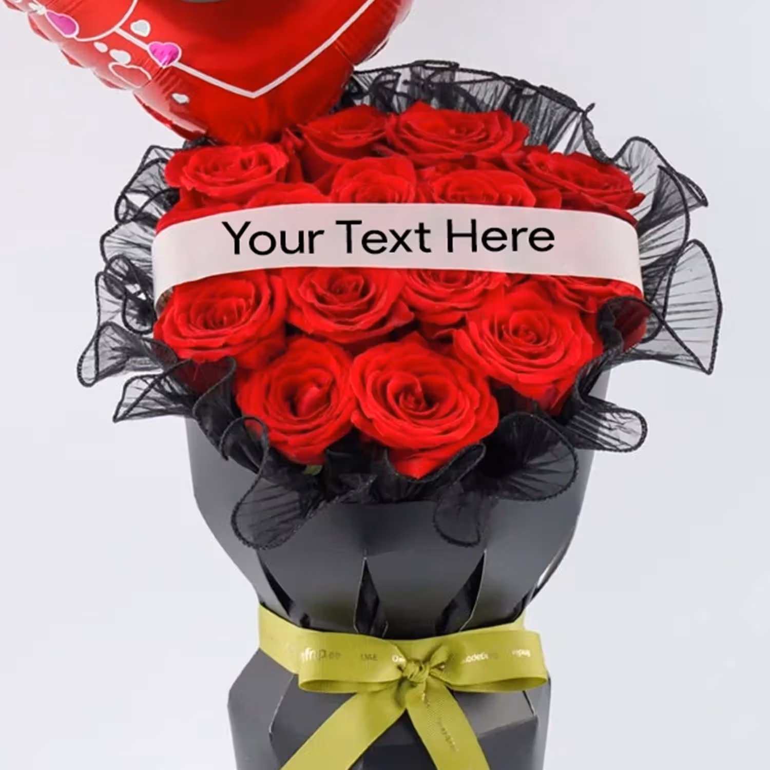 Red Roses & Heart Balloon