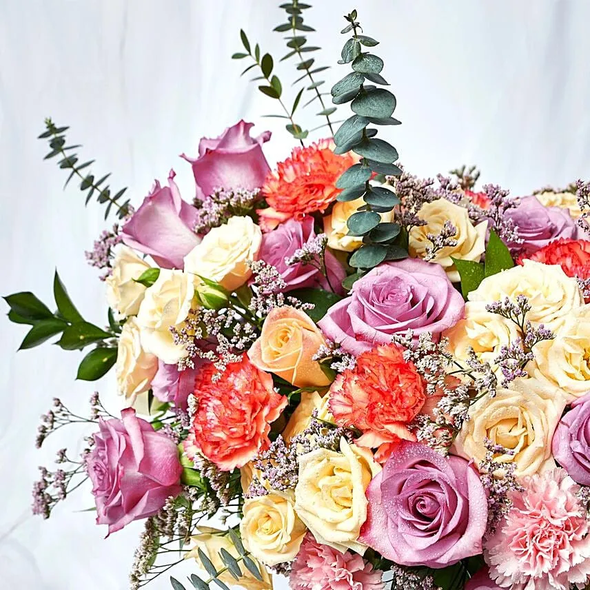 Premium Mixed Flowers White Box Arrangement