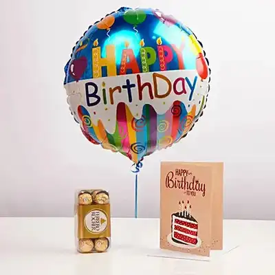 HBD Foil Balloon With Chocolate n Card
