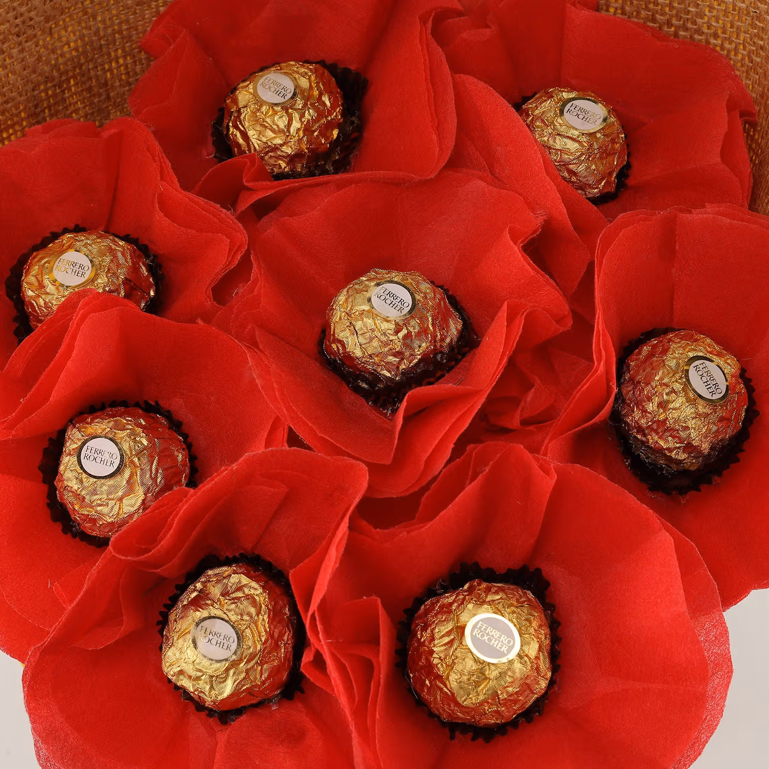 Elegant Jute Wrapped Ferrero Rocher Chocolate Bouquet