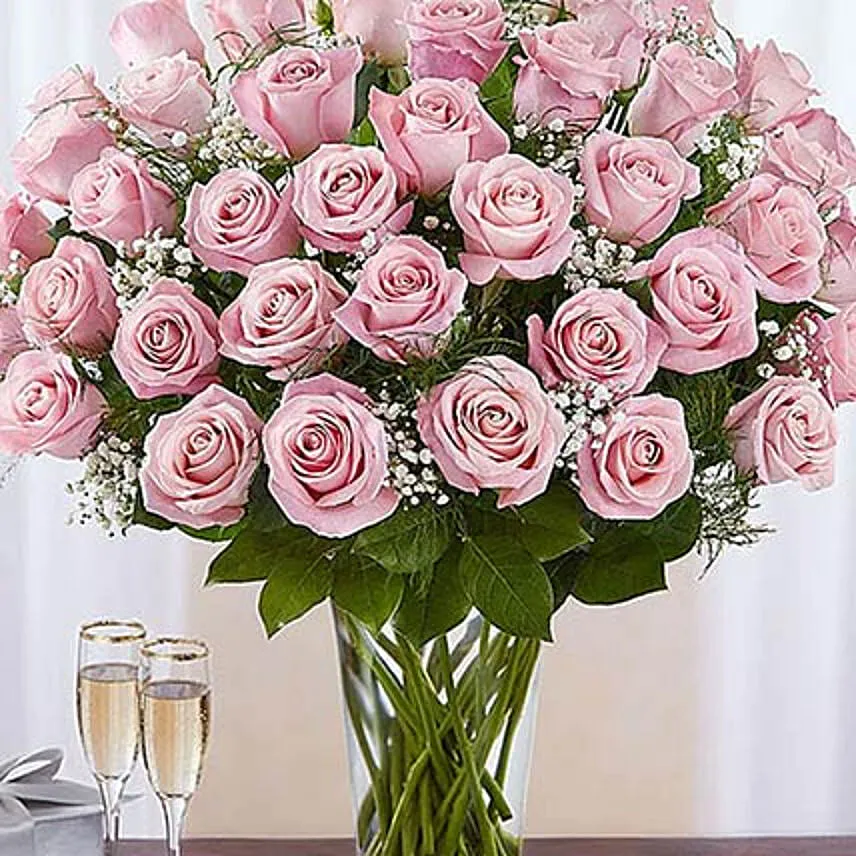 520 Vday Bunch of 52 Gorgeous Pink Roses