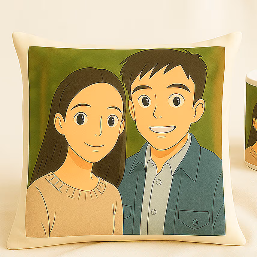 Personalised Ghibli Style 520 Day Mug and Cushion