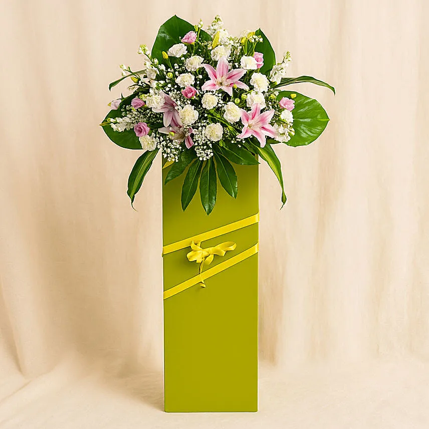 Heartfelt Condolence Mixed Flowers Green Stand