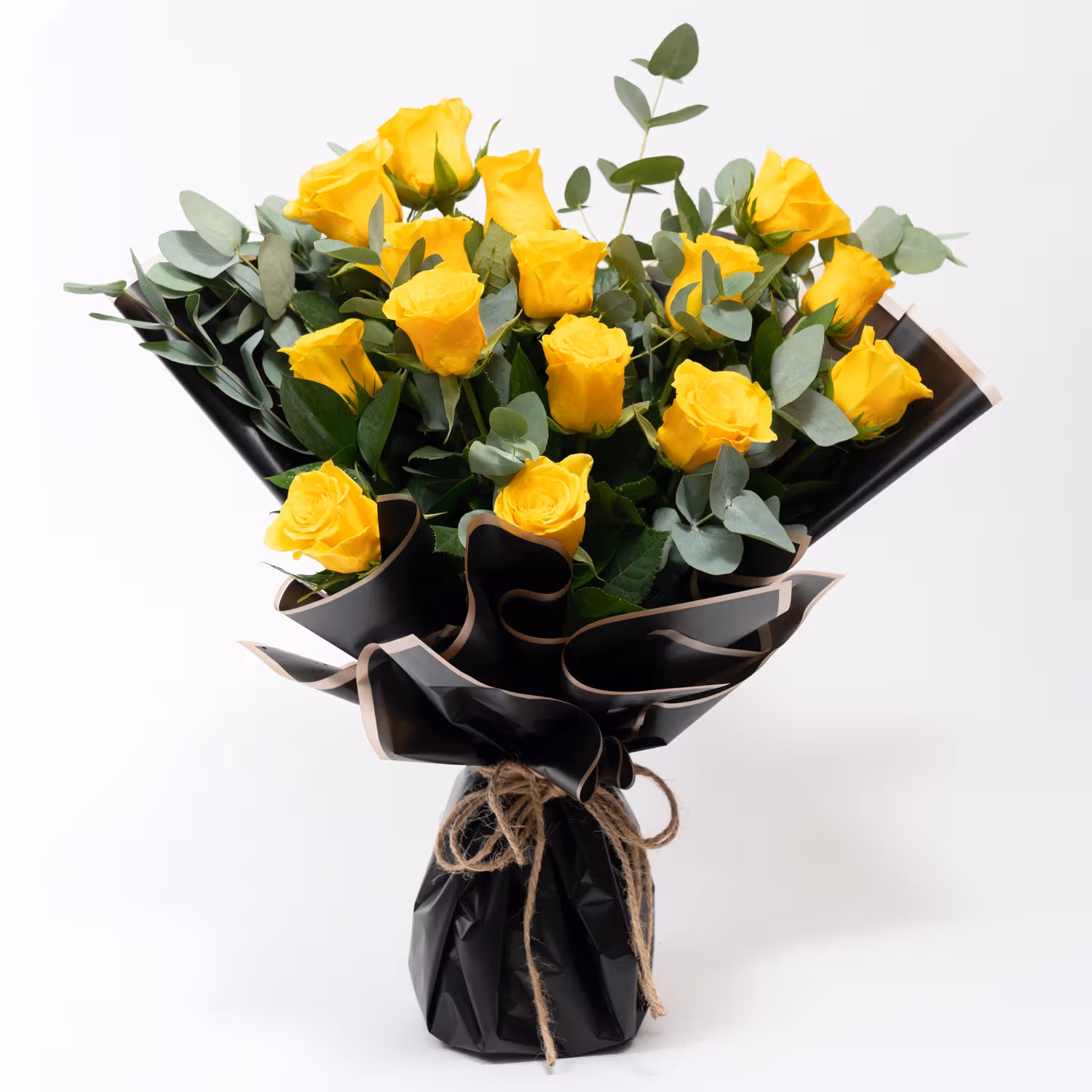 Exquisite Yellow Roses Bouquet and Decadent Choco Berry Cake Combo