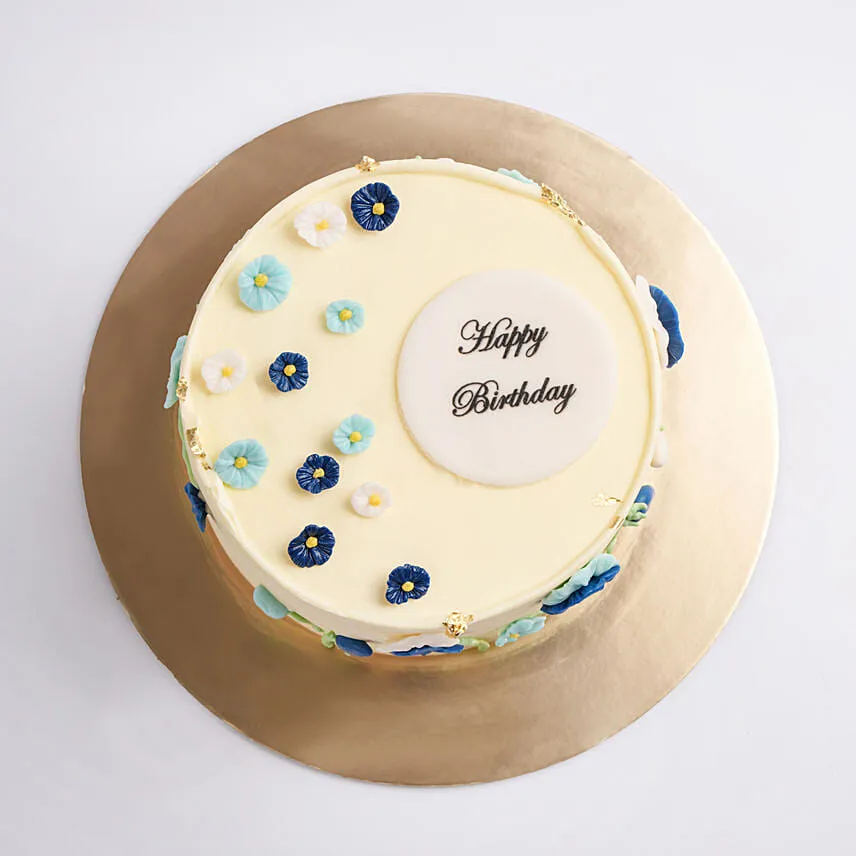 Delphinium Bloom Birthday Red Velvet Cake