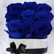 Elegant Blue Forever Roses in Luxurious Silver Vase