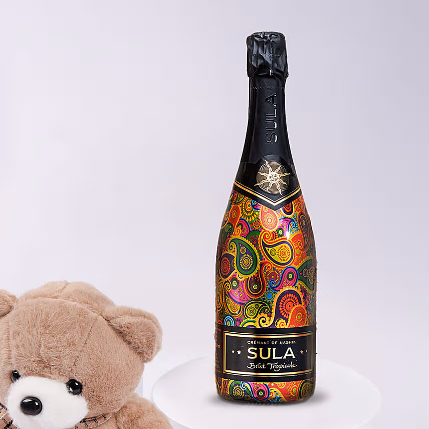Roses Teddy and Wine Combo for Valentines