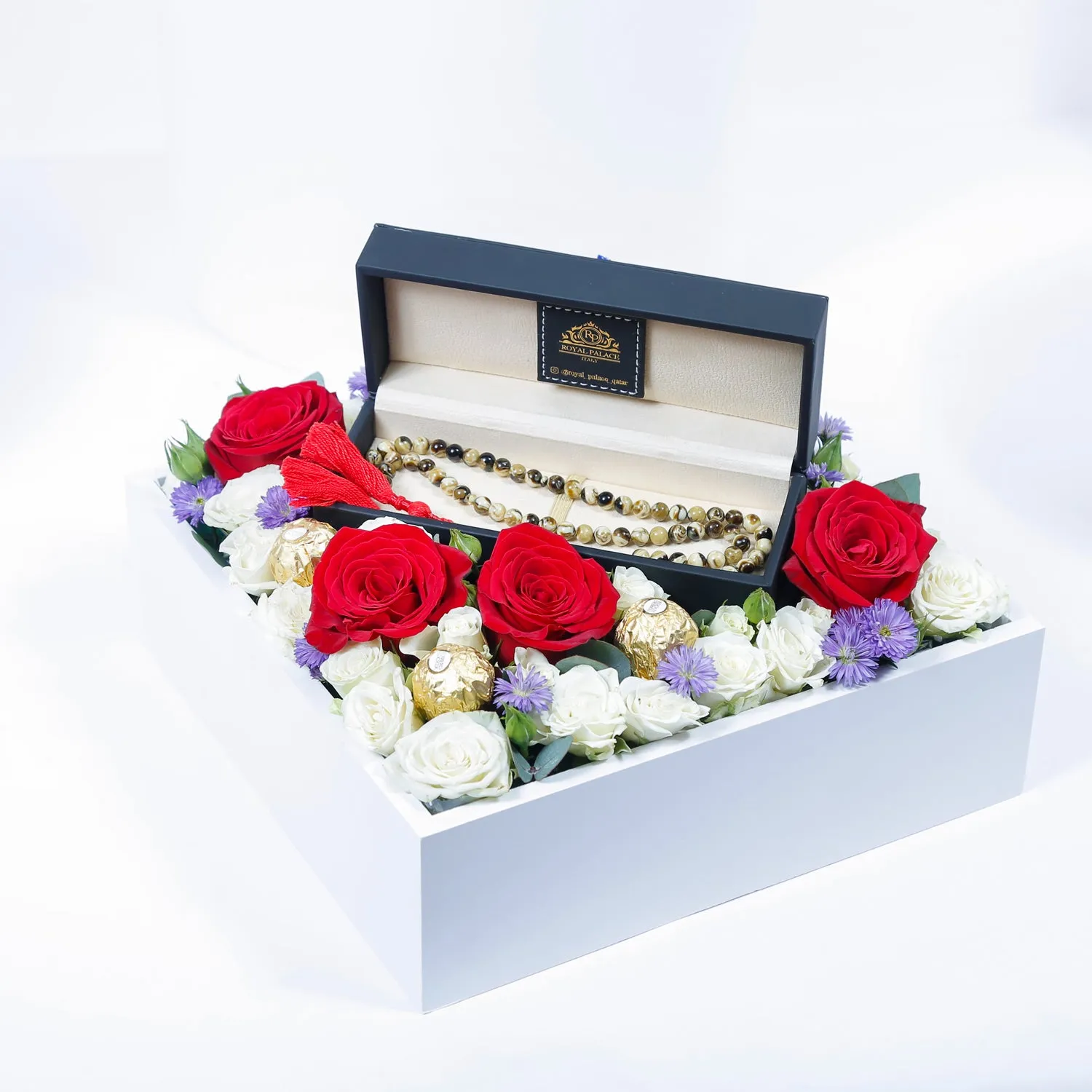 Luxury Musbah - White & Black - Medium Edition - Elegance Floral Box